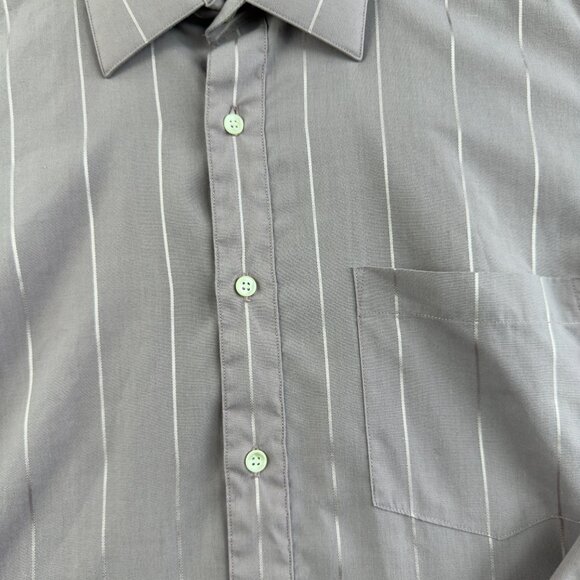 VTG John Henry Fitted Collection Grey Pinstripe Dress Shirt  (16½ 34/35) Office - Picture 3 of 13